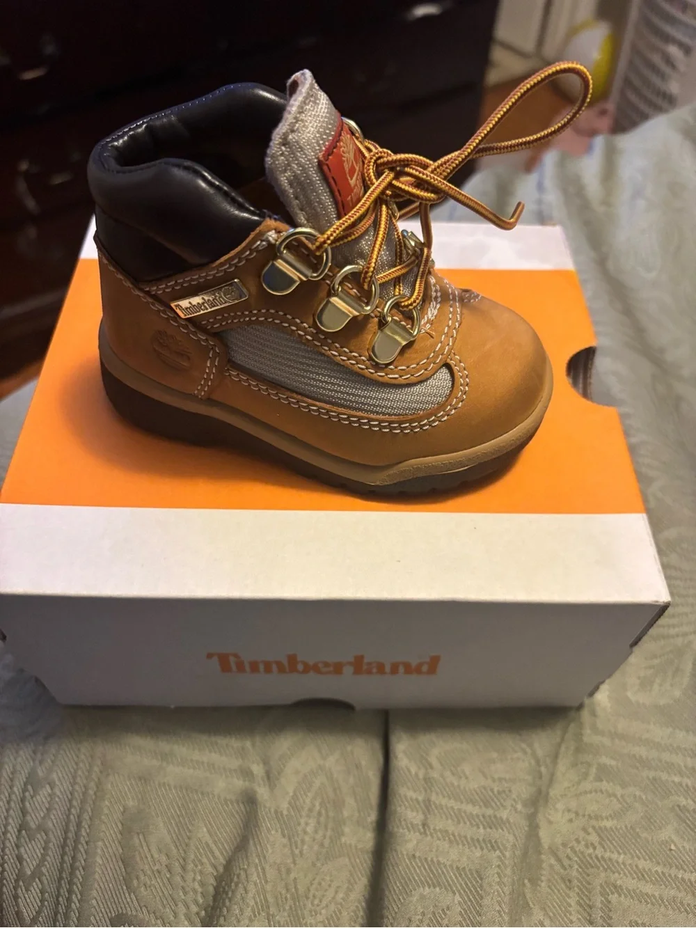 Timberland Kids Wheat and Black Leather Trail Boot